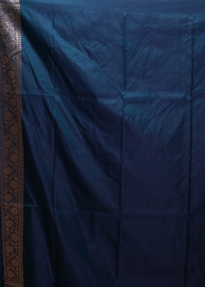 Blue Banarasi Silk Saree With Blouse Piece