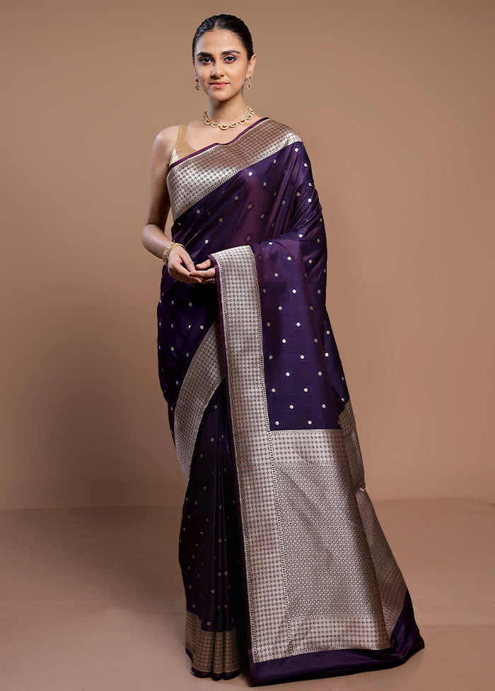 Purple Katan Silk Saree With Blouse Piece