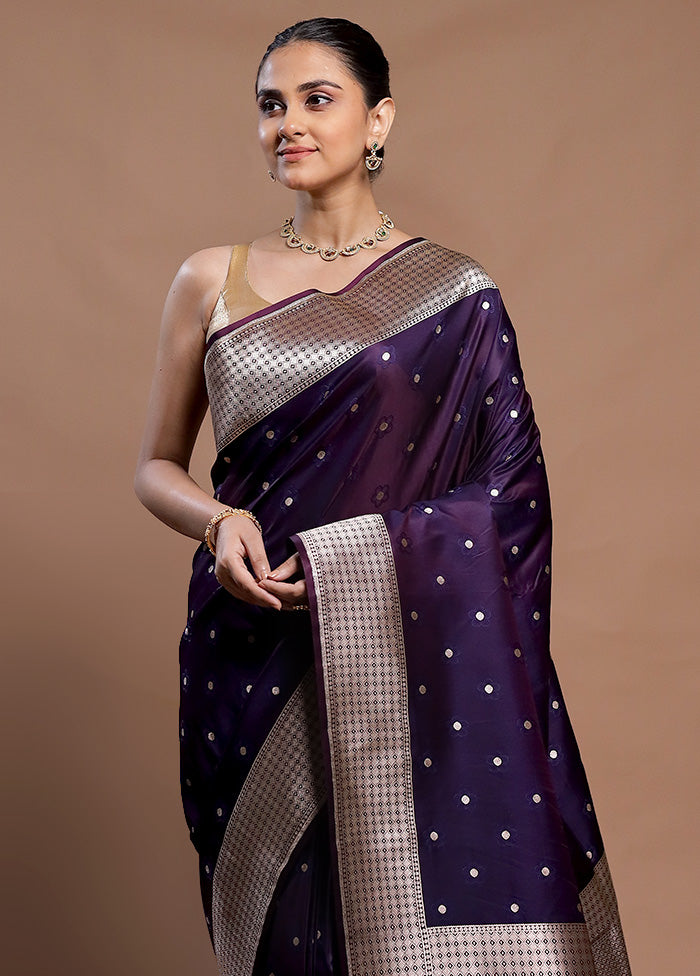 Purple Katan Silk Saree With Blouse Piece