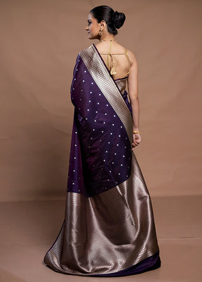 Purple Katan Silk Saree With Blouse Piece