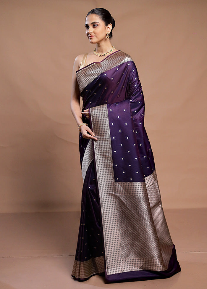 Purple Katan Silk Saree With Blouse Piece