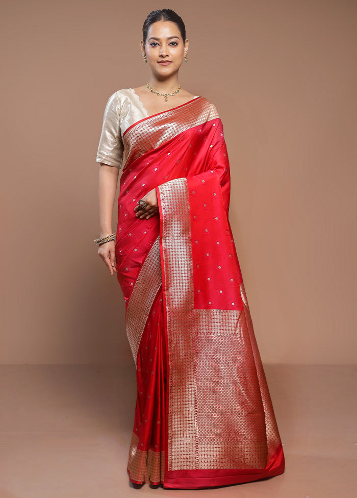 Pink Katan Silk Saree With Blouse Piece