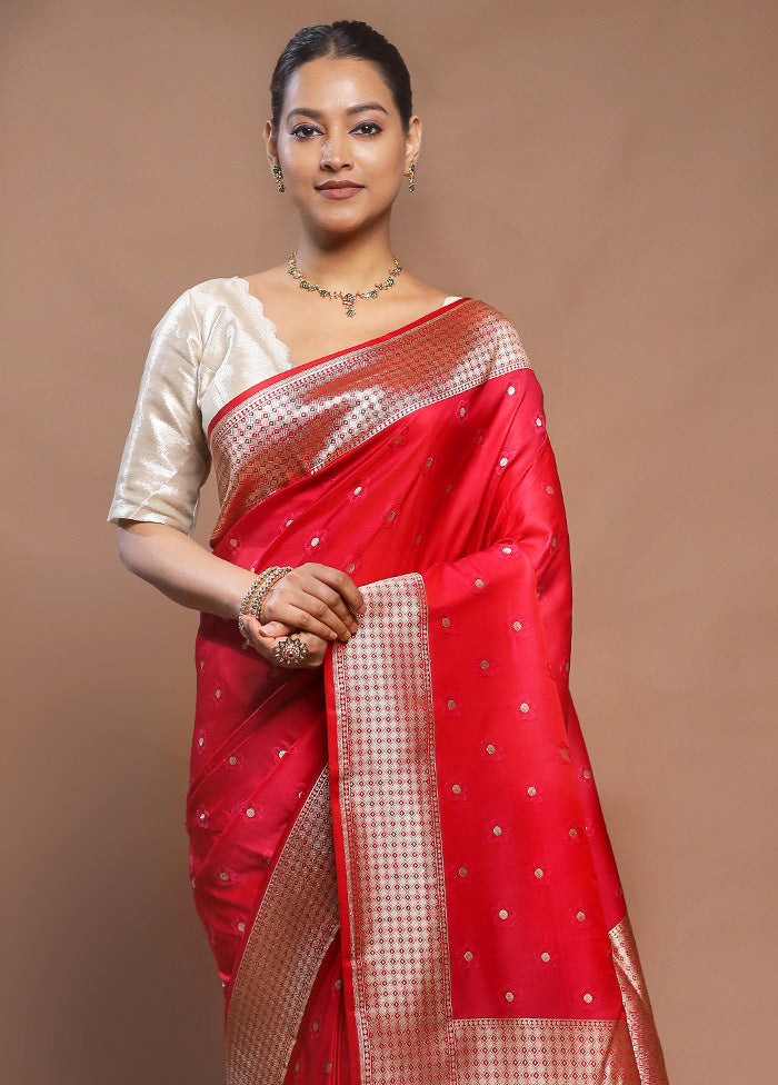 Pink Katan Silk Saree With Blouse Piece