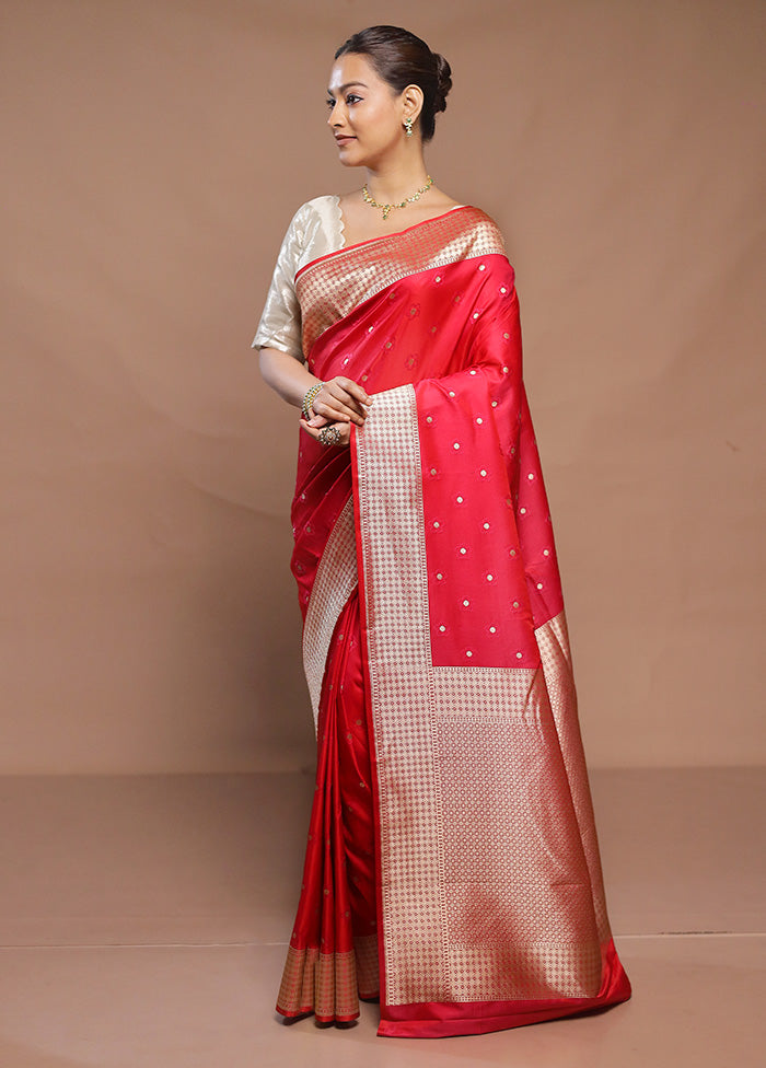 Pink Katan Silk Saree With Blouse Piece