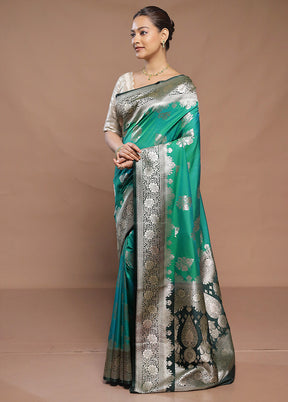 Green Katan Silk Saree With Blouse Piece