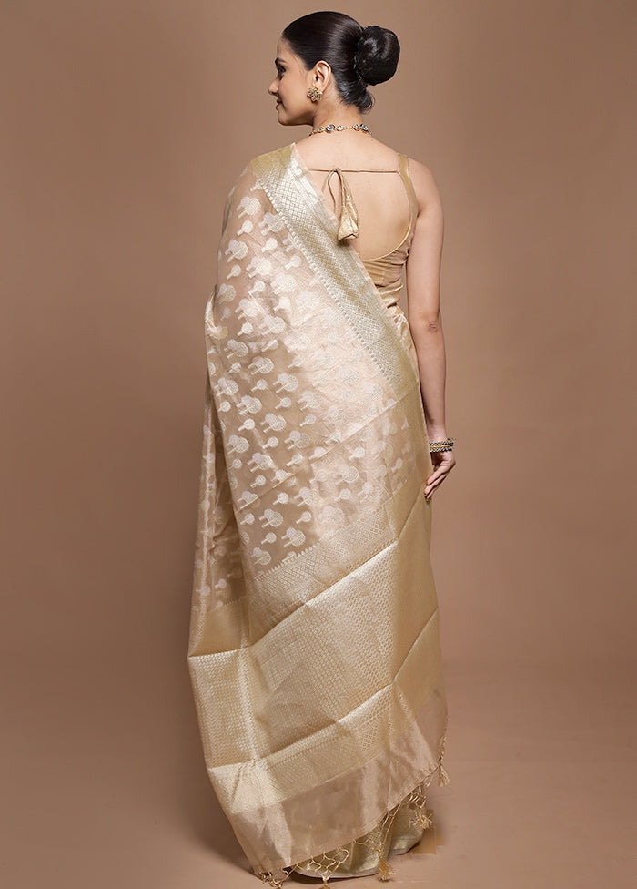 Cream Tissue Silk Saree With Blouse Piece