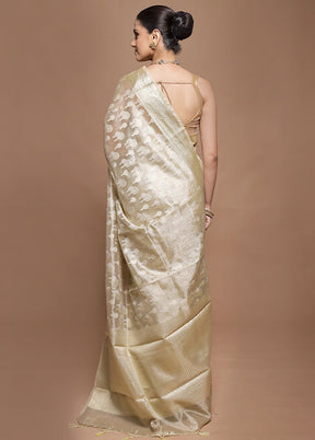 Cream Tissue Silk Saree With Blouse Piece