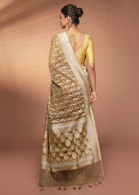 Cream Kora Silk Saree With Blouse Piece
