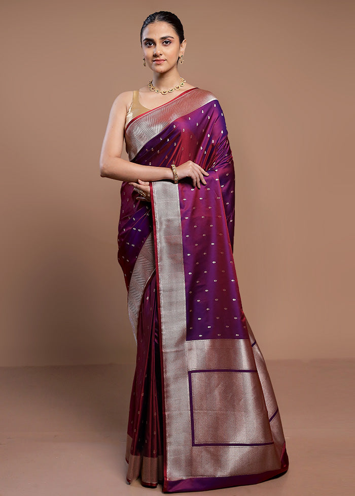 Purple Katan Silk Saree With Blouse Piece