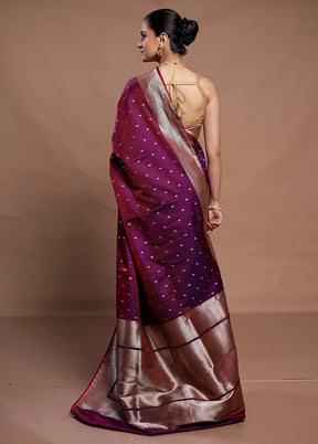 Purple Katan Silk Saree With Blouse Piece