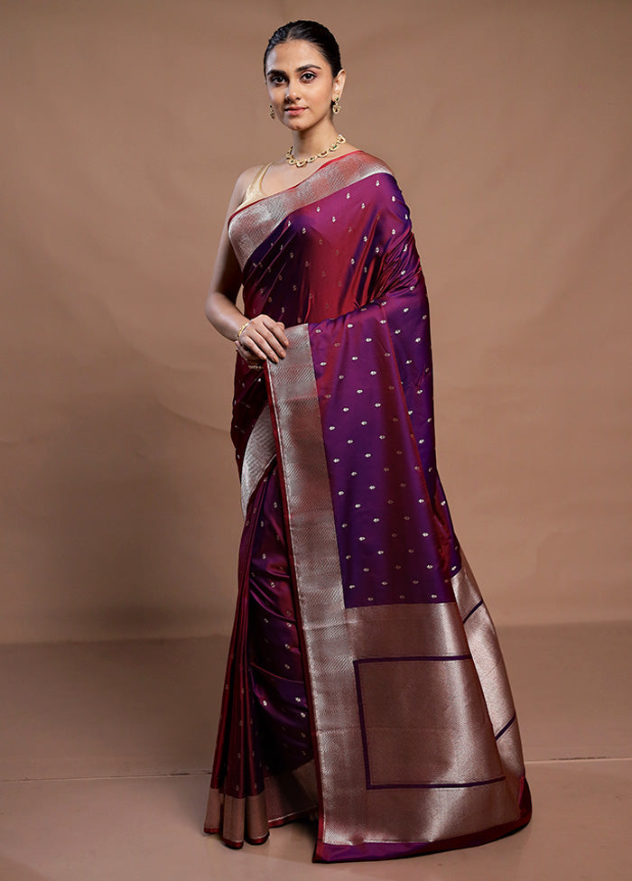 Purple Katan Silk Saree With Blouse Piece