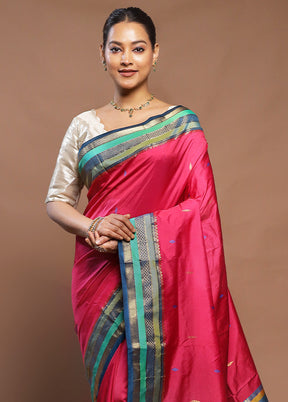 Pink Kanjivaram Silk Saree With Blouse Piece