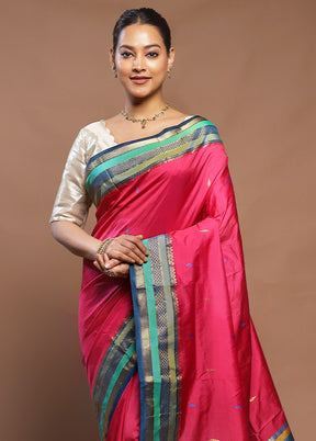 Pink Kanjivaram Silk Saree With Blouse Piece