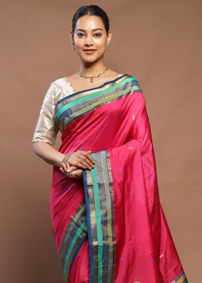 Pink Kanjivaram Silk Saree With Blouse Piece