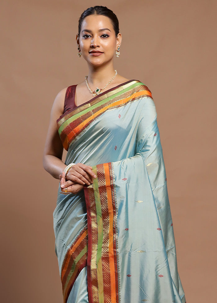 Blue Kanjivaram Silk Saree With Blouse Piece