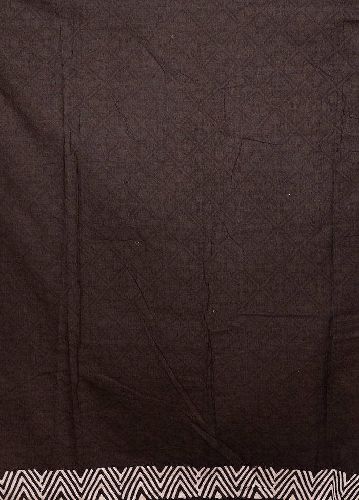 Black Chanderi Cotton Saree With Blouse Piece