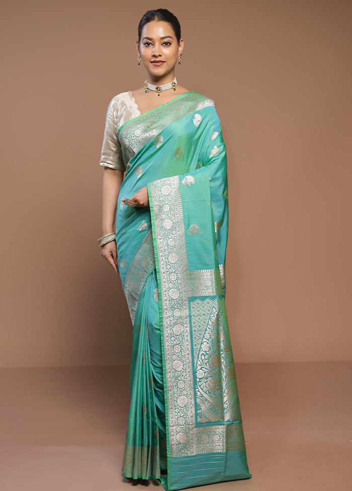 Green Katan Silk Saree With Blouse Piece