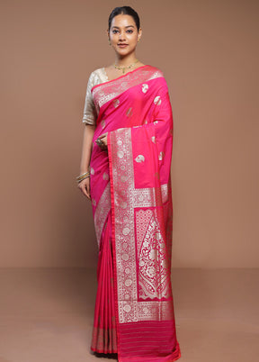 Pink Katan Silk Saree With Blouse Piece