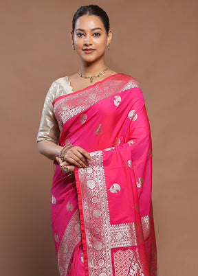 Pink Katan Silk Saree With Blouse Piece