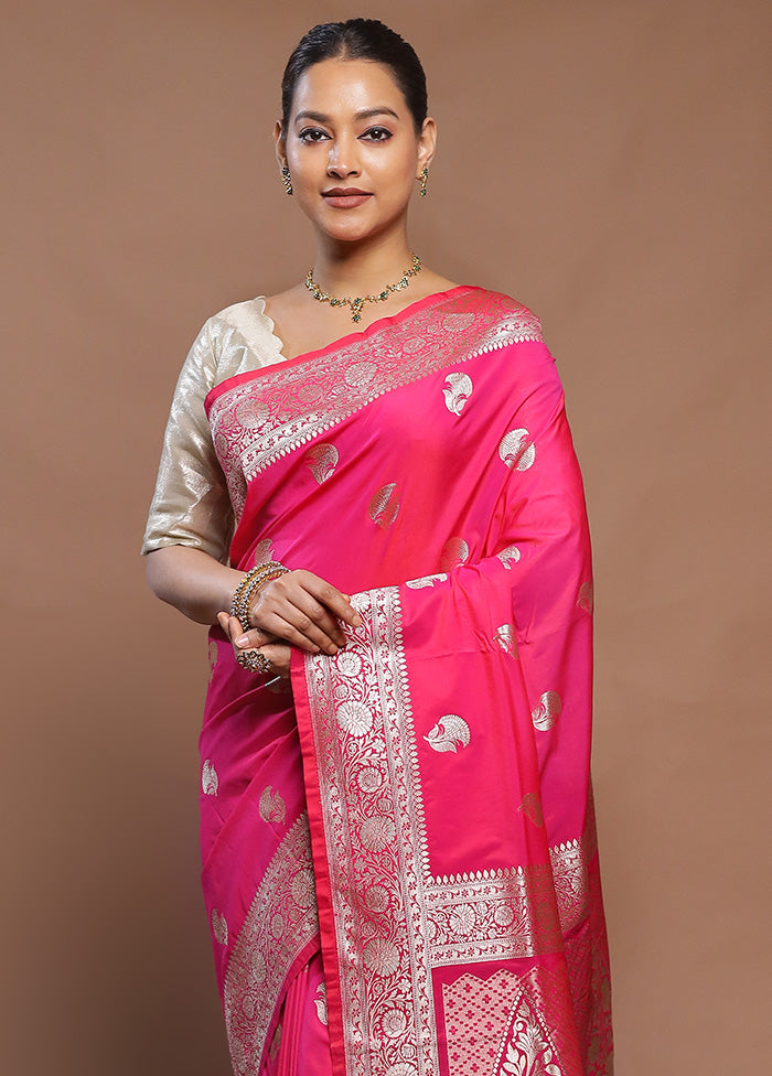 Pink Katan Silk Saree With Blouse Piece