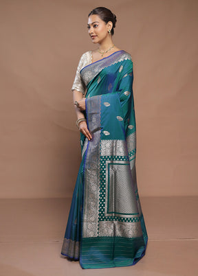 Green Katan Silk Saree With Blouse Piece