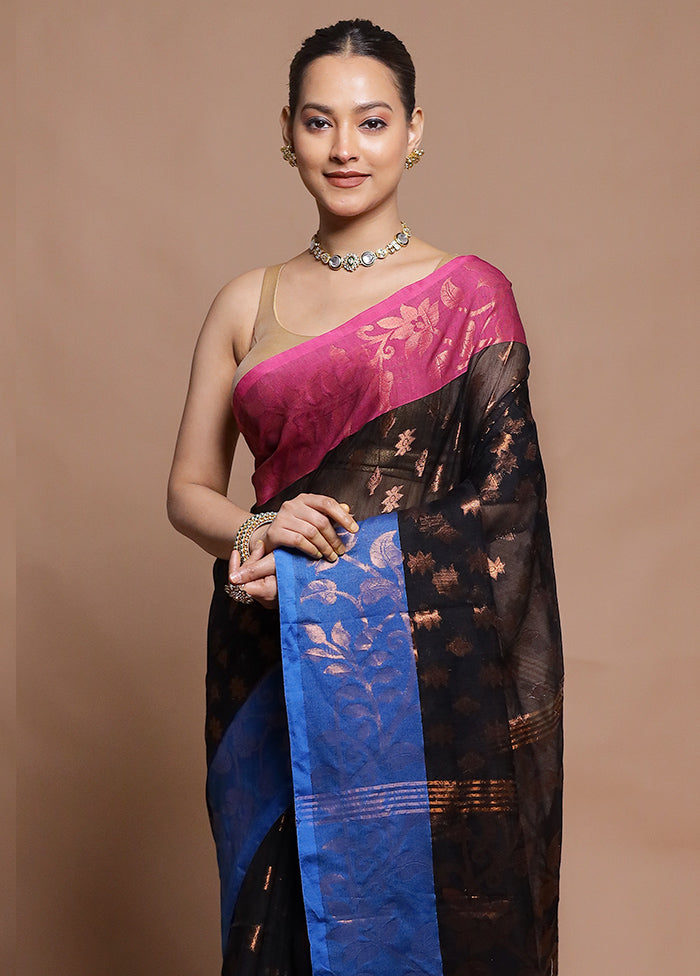Black Cotton Saree With Blouse Piece