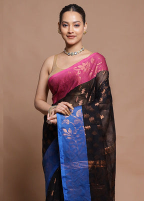 Black Cotton Saree With Blouse Piece