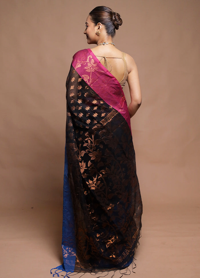 Black Cotton Saree With Blouse Piece