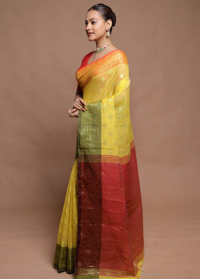 Yellow Cotton Saree With Blouse Piece