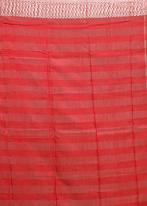 Red Cotton Saree With Blouse Piece