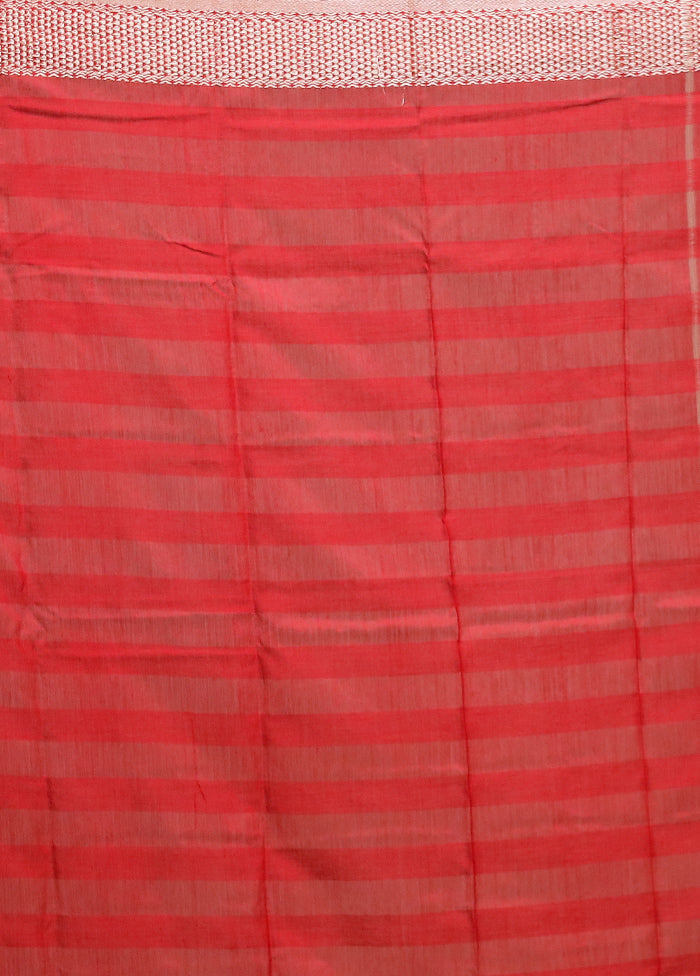 Red Cotton Saree With Blouse Piece