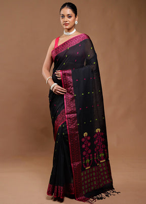 Black Pure Cotton Saree With Blouse Piece