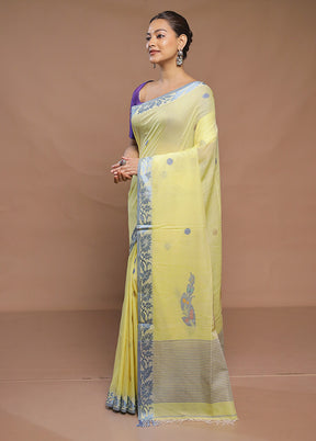 Yellow Cotton Saree With Blouse Piece