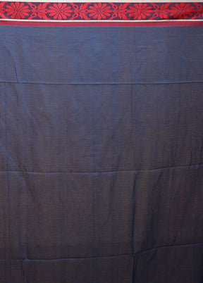 Blue Cotton Saree With Blouse Piece