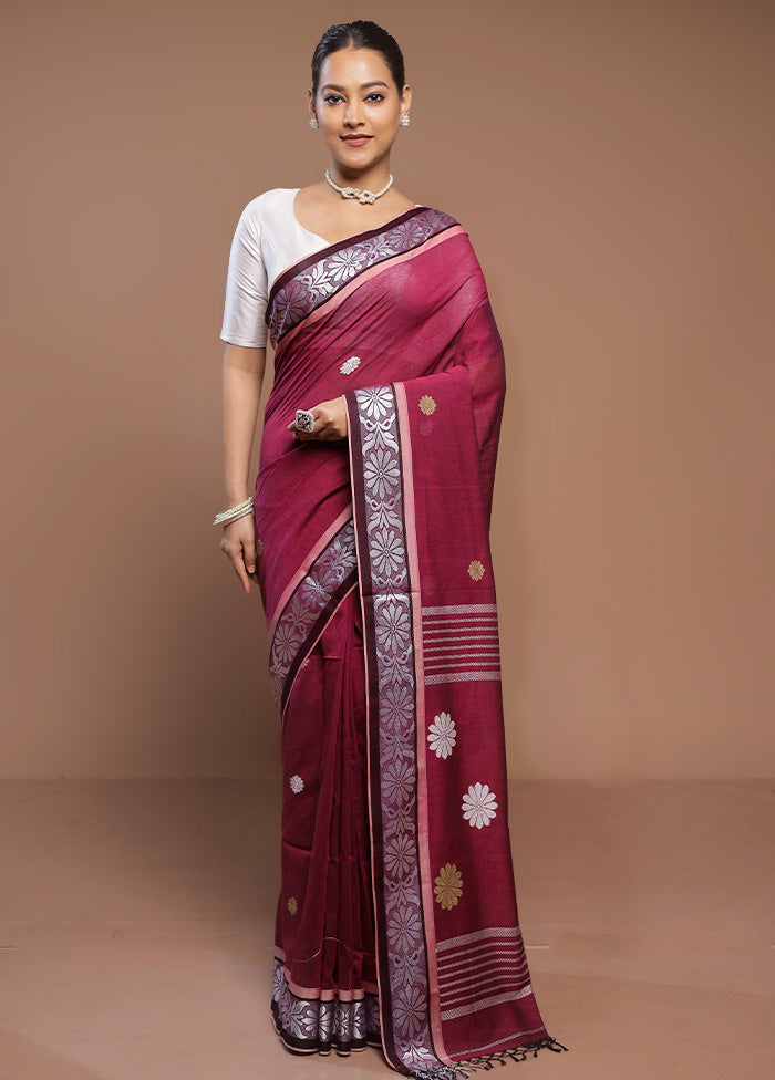 Purple Cotton Saree With Blouse Piece