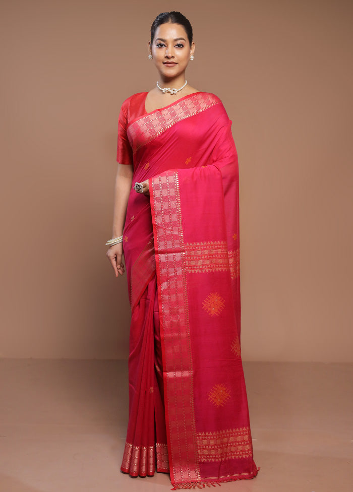 Pink Cotton Saree With Blouse Piece