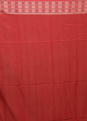 Red Cotton Saree With Blouse Piece