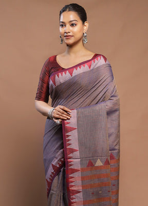 Grey Cotton Saree With Blouse Piece