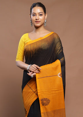 Yellow Cotton Saree With Blouse Piece