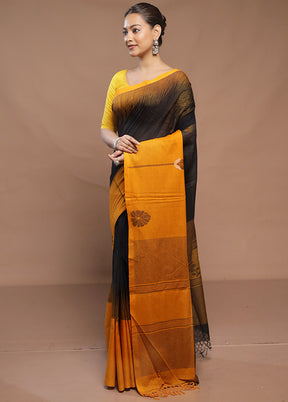 Yellow Cotton Saree With Blouse Piece