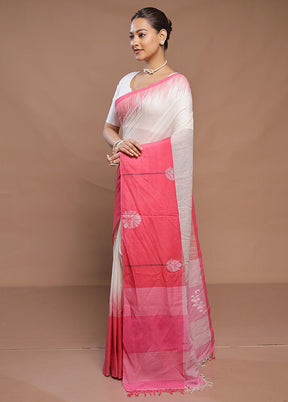 White Cotton Saree With Blouse Piece