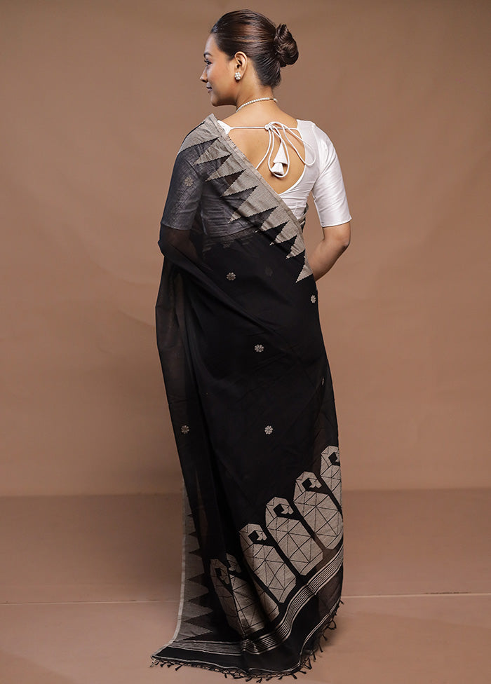 Black Cotton Saree With Blouse Piece