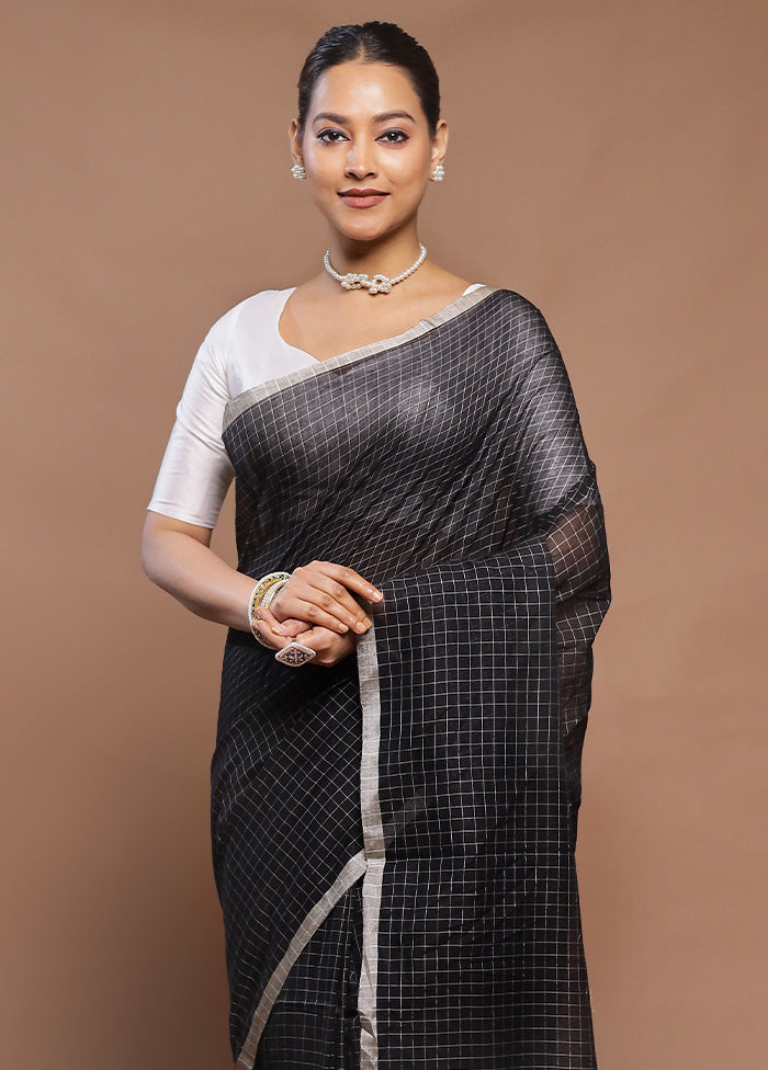 Black Cotton Saree With Blouse Piece