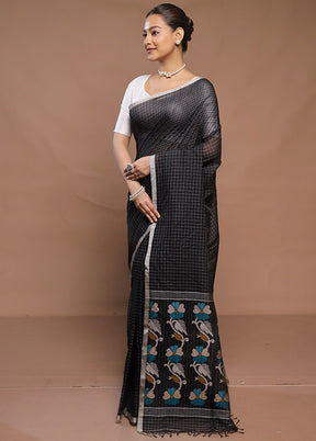 Black Cotton Saree With Blouse Piece