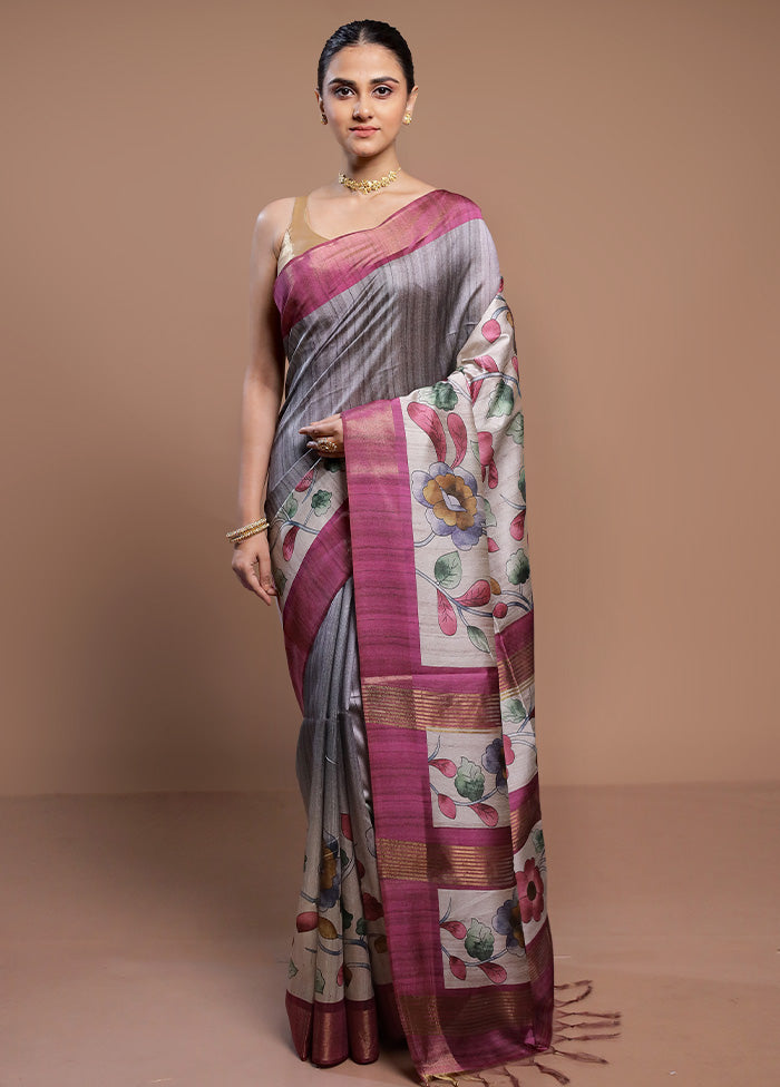 Multicolor Tussar Silk Saree With Blouse Piece