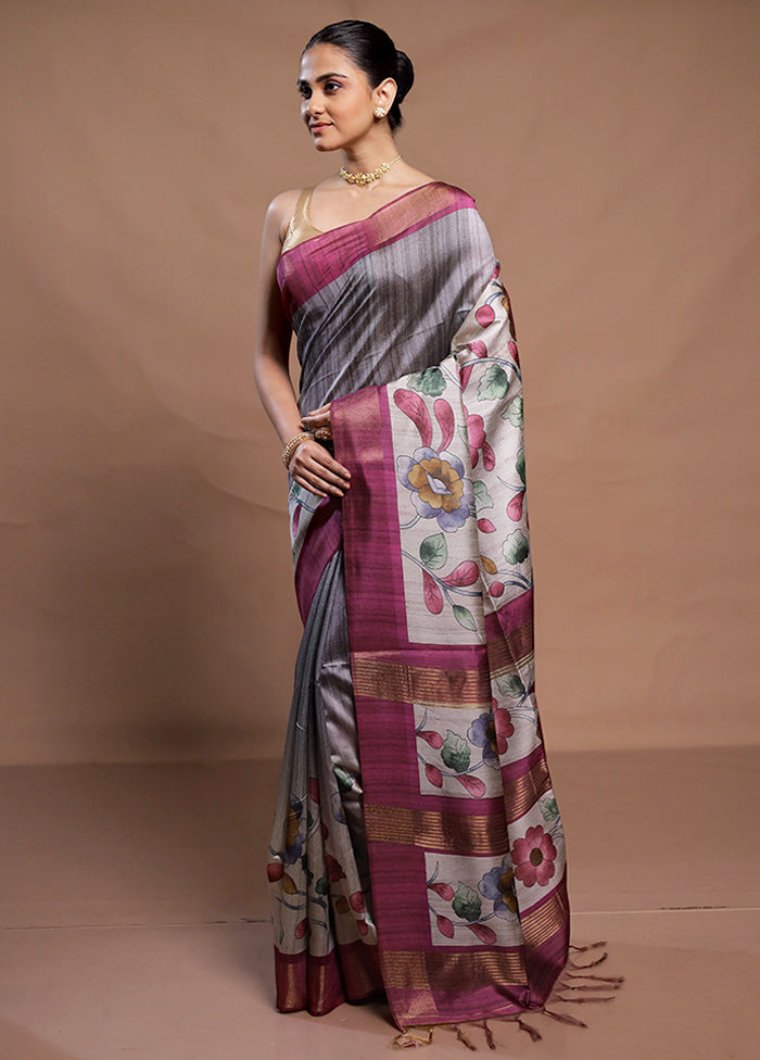 Multicolor Tussar Silk Saree With Blouse Piece