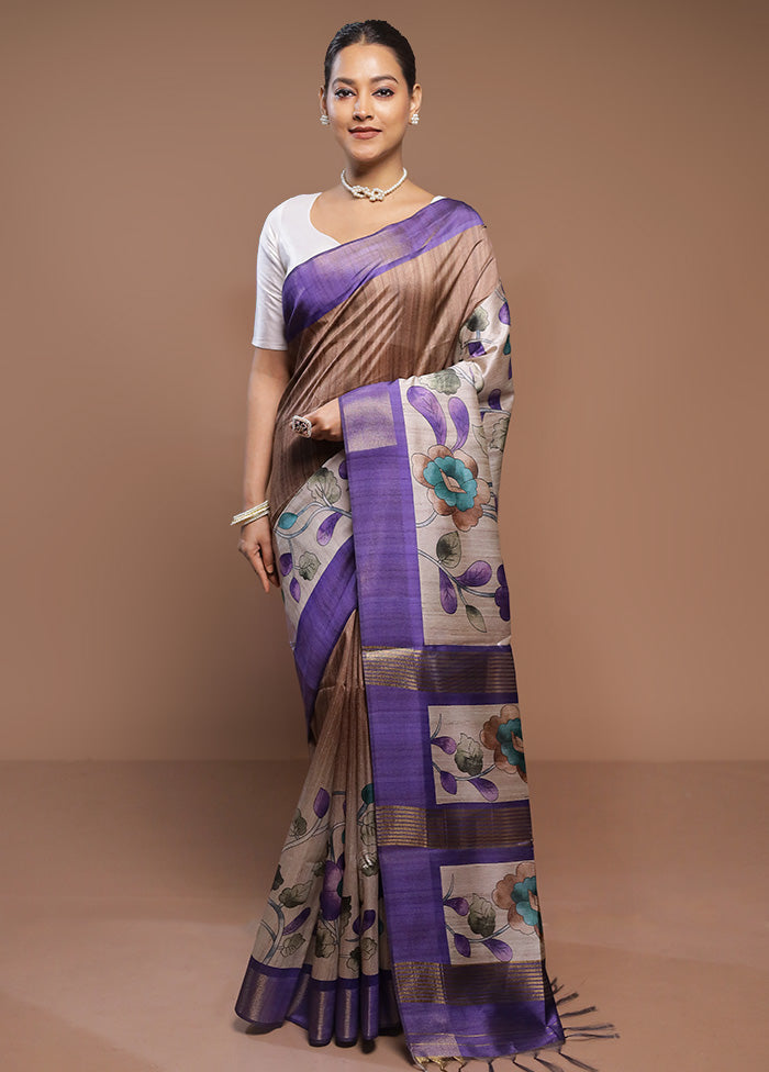 Multicolor Tussar Silk Saree With Blouse Piece