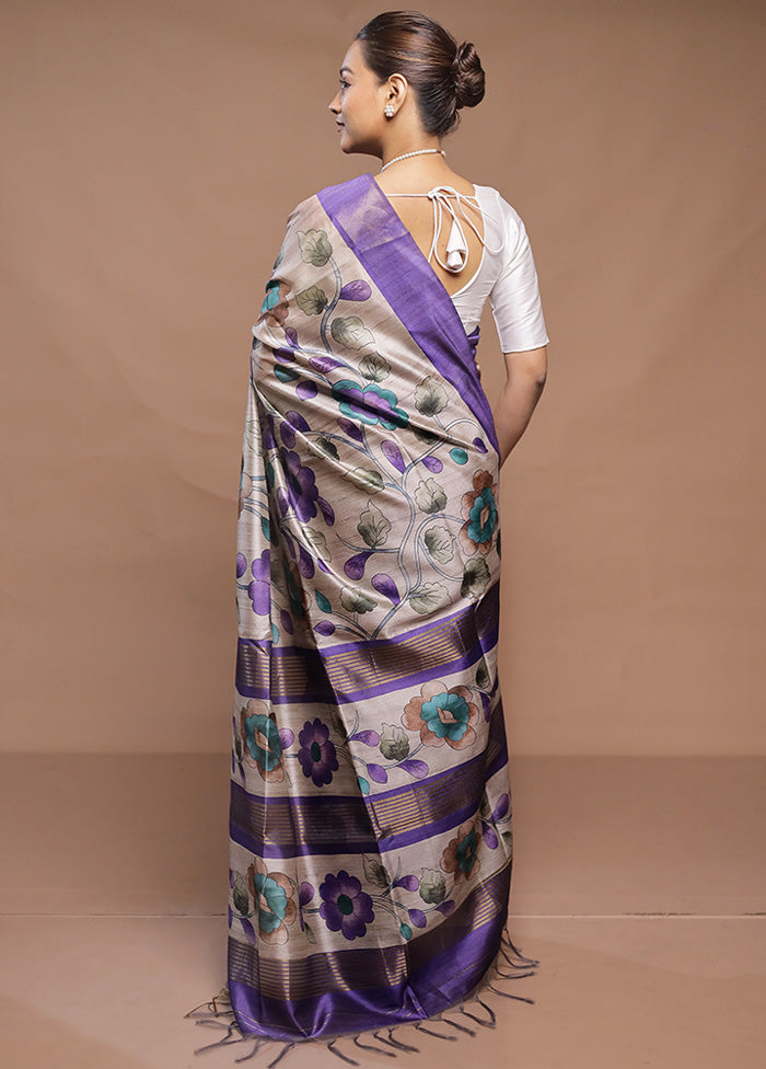 Multicolor Tussar Silk Saree With Blouse Piece