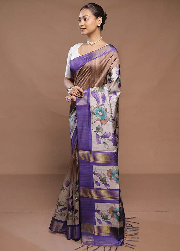 Multicolor Tussar Silk Saree With Blouse Piece