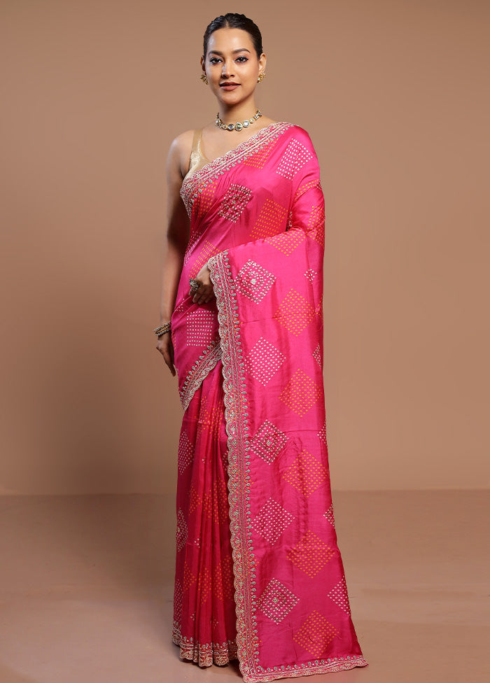 Pink Handloom Chiffon Pure Silk Saree With Blouse Piece